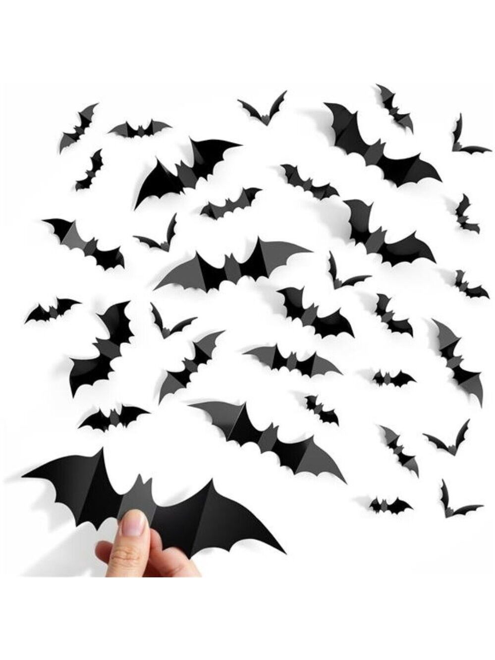 Halloween Bats Wall Decals 3D Stickers Indoor Outdoor Spooky Party Decorations